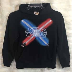 STAR WARS Hoodie Black w/ Red Wht Bl graphic Sz L